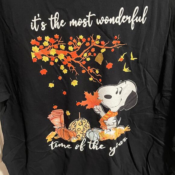 Snoopy It’s the most wonderful time of the year autumn t-shirt black XL - Picture 2 of 8